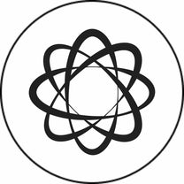 Hand-drawn icon of an atom to represent science backed skincare products developed by a dermatologist